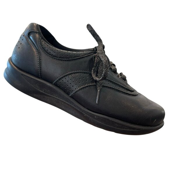 SAS Walk Easy Black Leather Lace Up Casual Loafer Oxford Shoes Womens Sz 7.5 WW - Picture 2 of 15